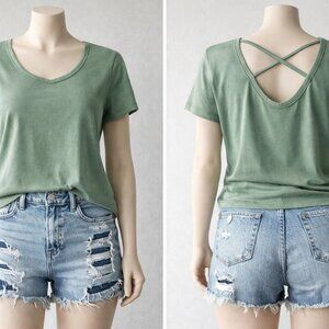 American Eagle Soft & Sexy Tee + Distressed Denim Shorts Outfit Set Size Small